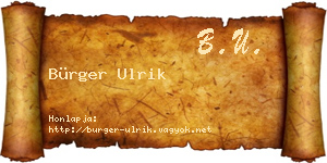 Bürger Ulrik névjegykártya